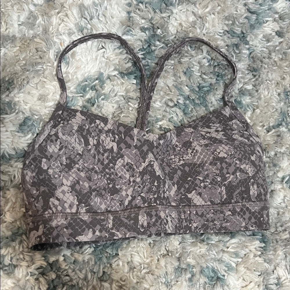 Purple Gray Patterned Women's Sports Bra